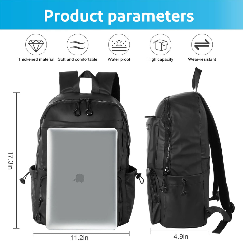 Jranter Casual Hiking Daypack Waterproof Bookbag Simple School College Bag Laptop Backpack Large Capacity, Black, Black, 11.22*17.3*4.92 inch (L*H*W), Daypack Backpacks School Backpack
