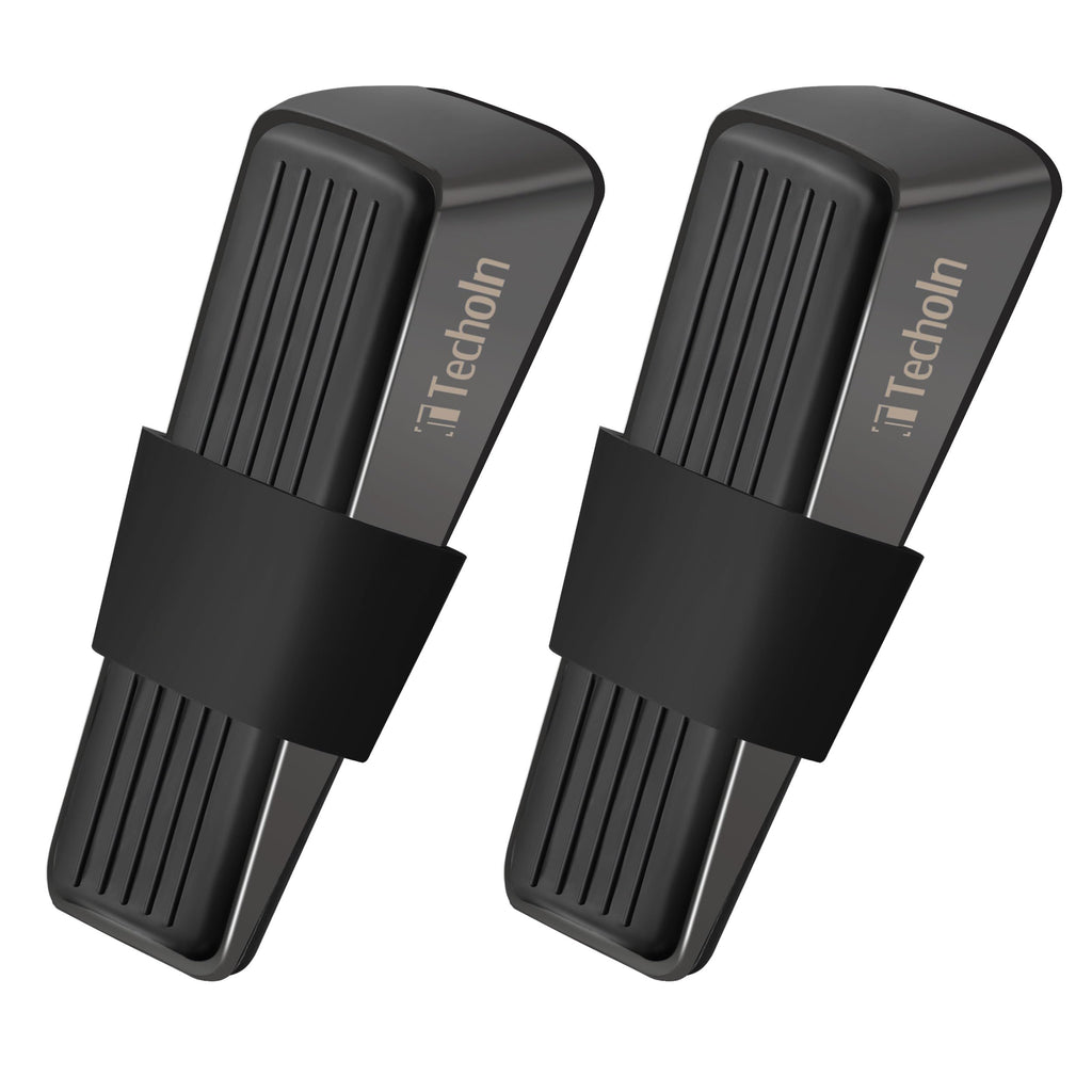 Techoln Door Stoppers, Heavy Duty Door Stop Wedge, Metal Doorstops for All Floor Surfaces (2, Frosted Black)