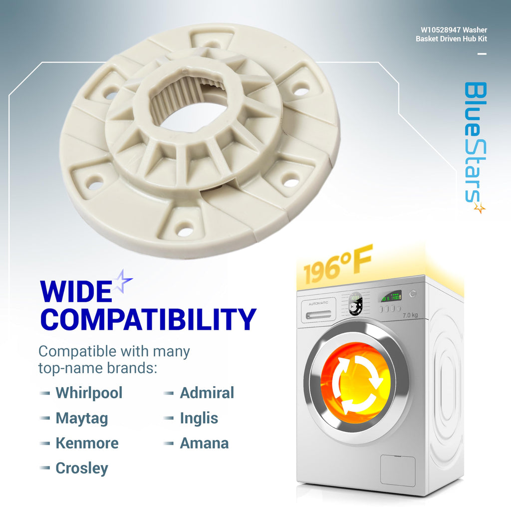 BlueStars W10528947 W10396887 Washer Basket Driven Hub Kit Part - Compatible with Maytag Whirlpool Kenmore Washers - Replaces AP5665171 W10528947VP PS6012095 - Enhanced Design