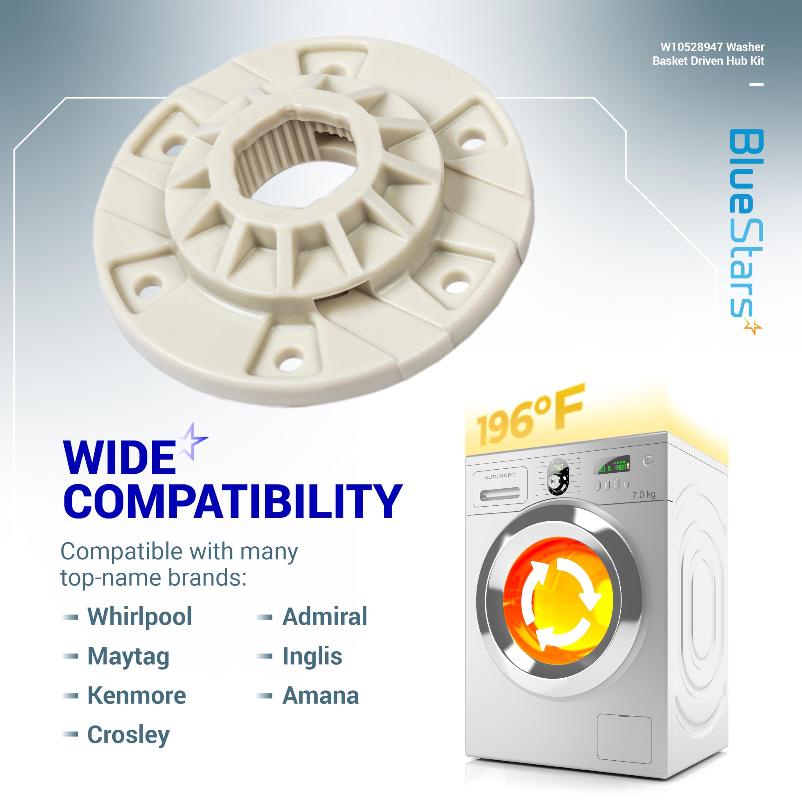 BlueStars W10528947 W10396887 Washer Basket Driven Hub Kit Part - Compatible with Maytag Whirlpool Kenmore Washers - Replaces AP5665171 W10528947VP PS6012095 - Enhanced Design