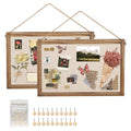 Emfogo 2-Pack Cork Board with Linen 16x11 inch Bulletin Boards Wall Decor Hanging Pin Wood Framed Display Bulletin Cork Picture Board Light for Room School Office Bedroom 20-Pushpin （Torched Wood）
