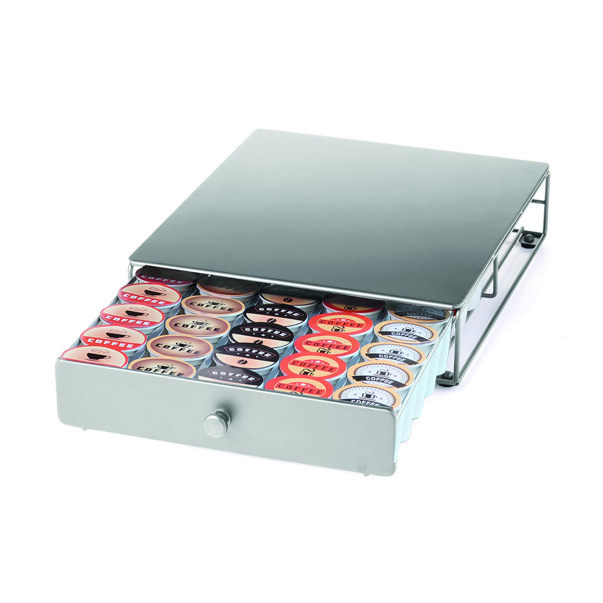 Starfrit Coffee Pod Capsule Drawer - Holds up to 30 Keurig K-Cups Pods - Under Brewer Storage Drawer - Silver