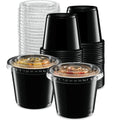 (5 oz - 100 Sets) Black Diposable Plastic Portion Cups With Lids, Small Mini Containers For Portion Controll, Jello Shots, Meal Prep, Sauce Cups, Slime, Condiments, Medicine, Disposable Souffle Cups