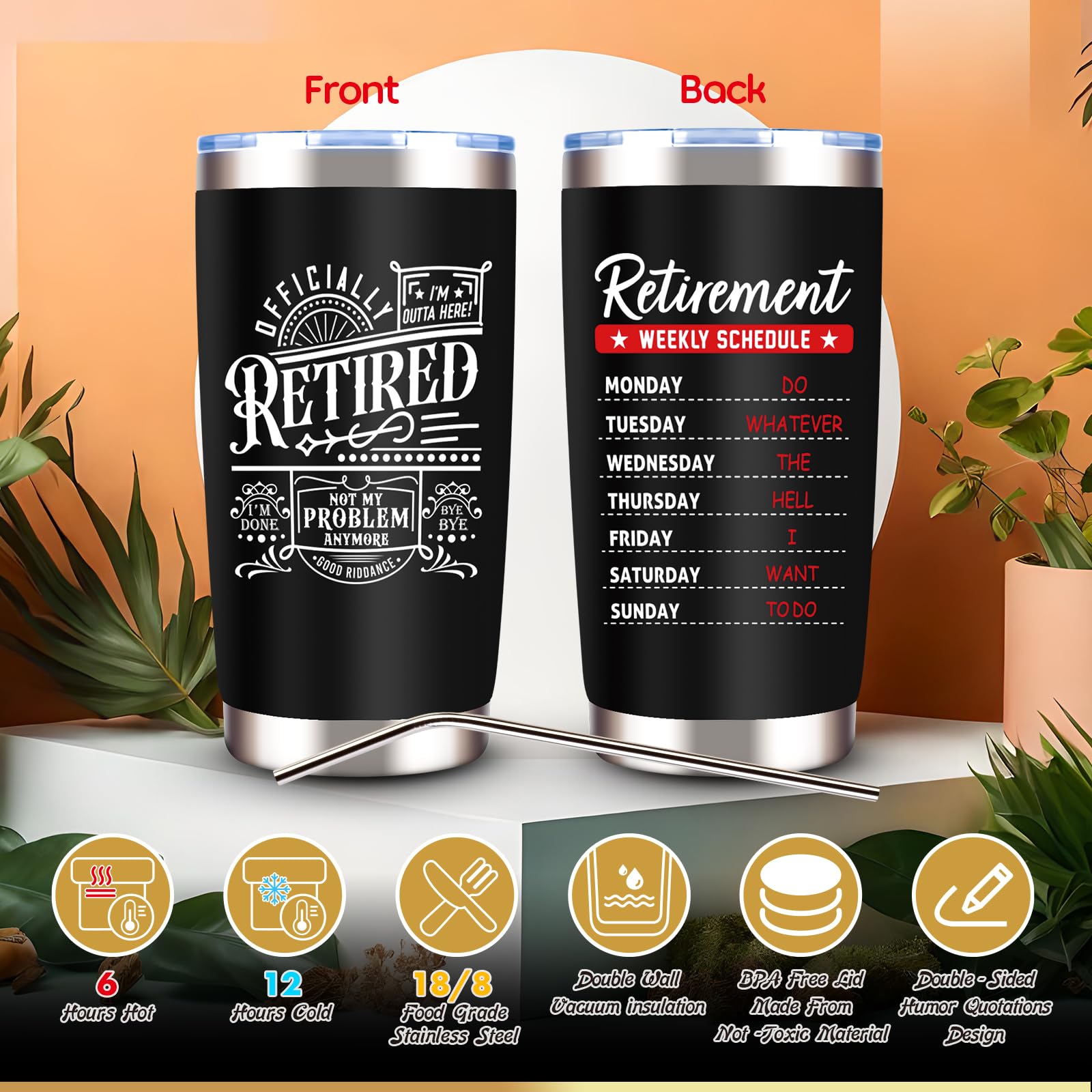 JTAMOHI Retirement Gifts for Men 2025, Cool Retirement Gifts, Funny Happy Retired Gifts Basket for Coworker, Teachers, Boss, Friends, Dad, 20 Oz Tumbler Best Retirement Gifts Set