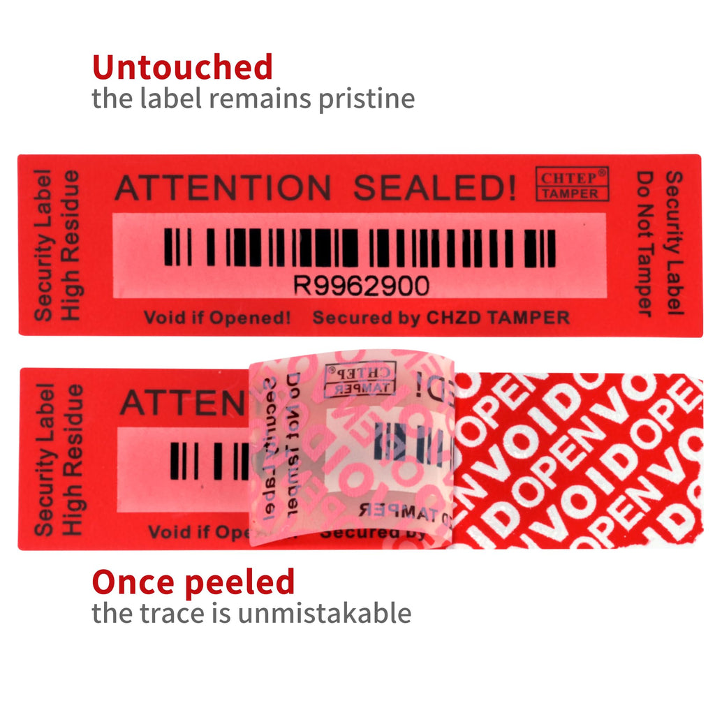 ChtepTamper 100 Pieces Total Transfer Tamper-Evident Stickers Security Labels Great for Goods Shipping,Exchange of Agency Files, Privacy Protection or More(Serial Number 1 * 3.54inches Red)