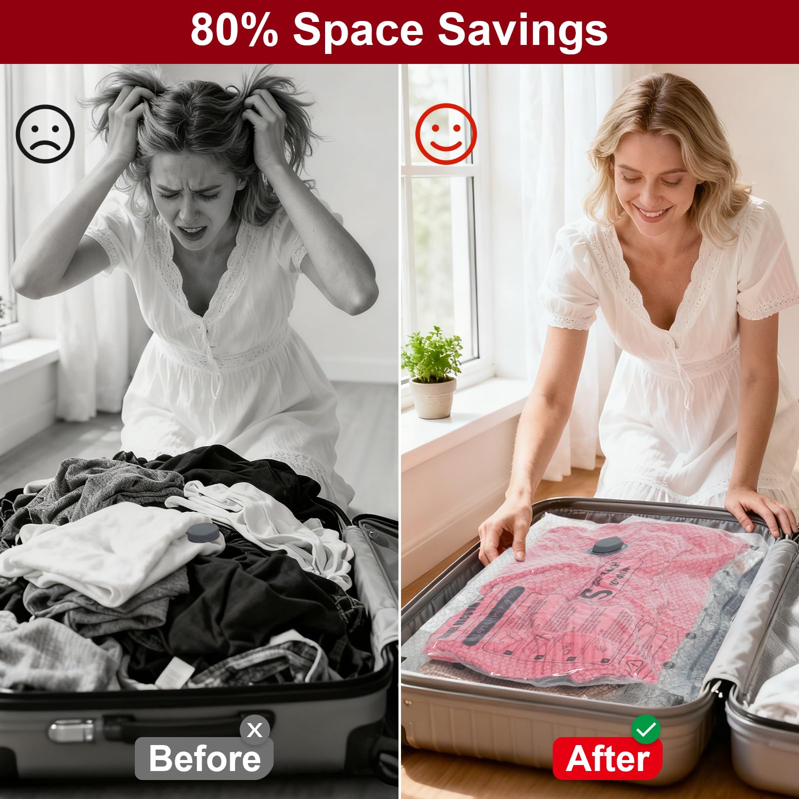Teilybao Vacuum Storage Bags with Portable Electric Pump,Space Saver Sealer Bags, Airtight Compression Bags for Clothes, Pillows, Comforters, Blankets, Bedding(15 Pack)