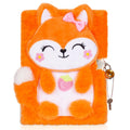 Fox Diary for Girls with Lock, Plush Fox Toys Gift for Teen Girls, Kids Fox Writing Journal Notebook, Birthday Gifts for Little Girls Ages 5 6 7 8 9 10-12 Year Old