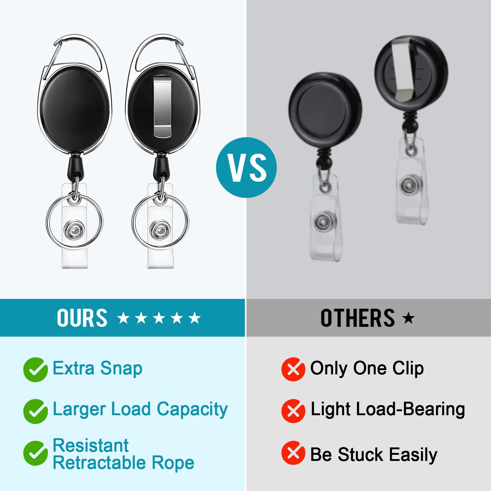 JEFURE 30 Pcs Badge Reel, ID Badge Holder Retractable Clip, Retractable Keychain Badge Reel，Badge Clip, Retractable Lanyard for Wear Keys, ID Card, Name Hold