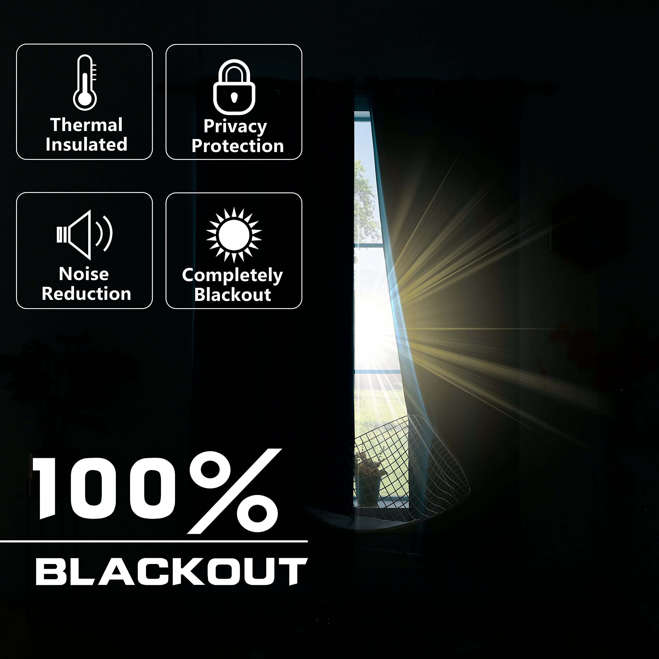 Blackout Curtains 84 Inch Long for Bedroom 2 Panels, Rideaux Opaques 2 Panneaux, Black Out Room Darkening Thermal Insulated Curtain Drapes for Living Room, Rideau Opaque Salon