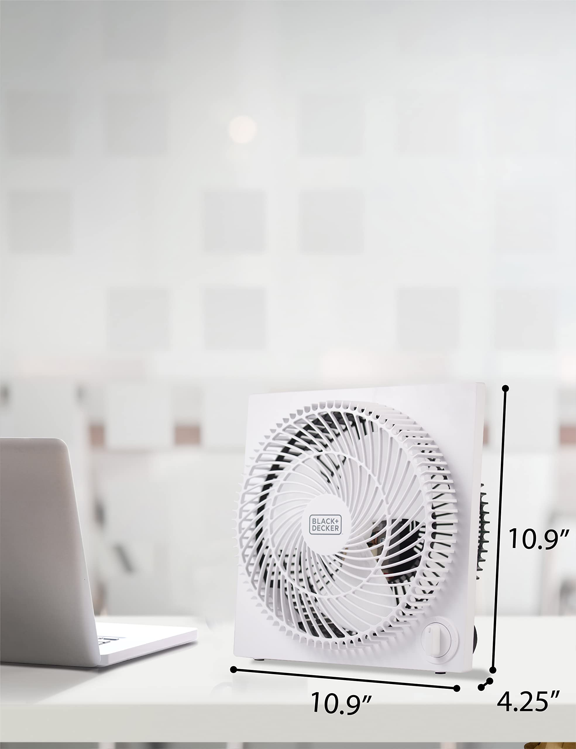 Black & Decker 9 in. Frameless Tabletop Box Fan, White