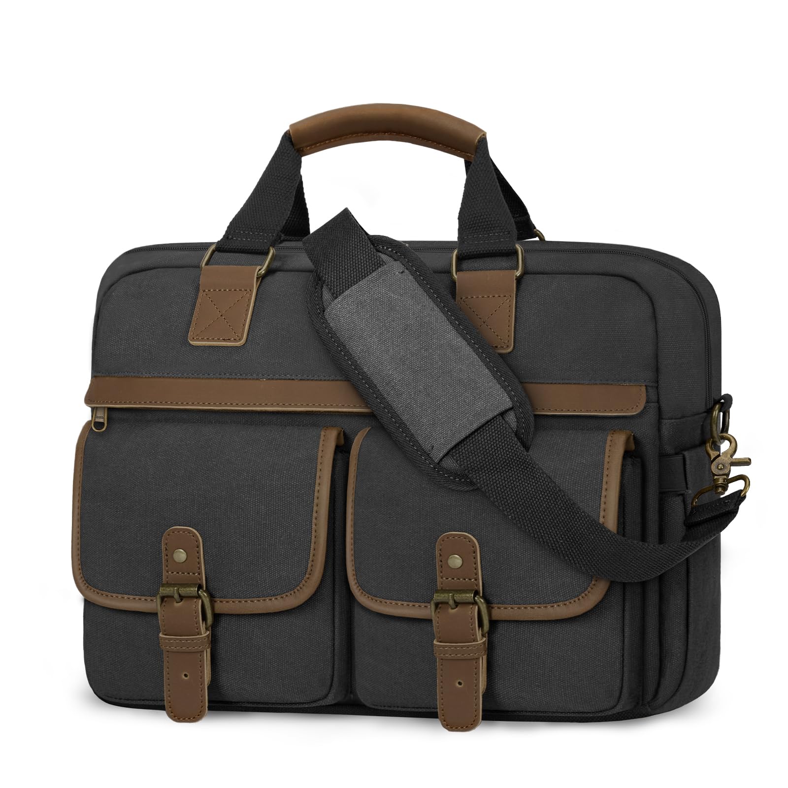 RAINSMORE Messenger Bag for Men 15.6 Inch Laptop Bag Canvas Water-Repellent Computer Bag Casual Office Work Briefcase Fashion Crossbody Shoulder Handbag