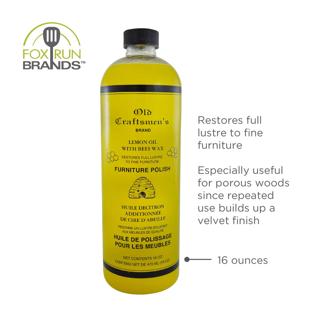 Fox Run Lemon Oil With Beeswax Furniture Polish and Conditioner, 16 ounces