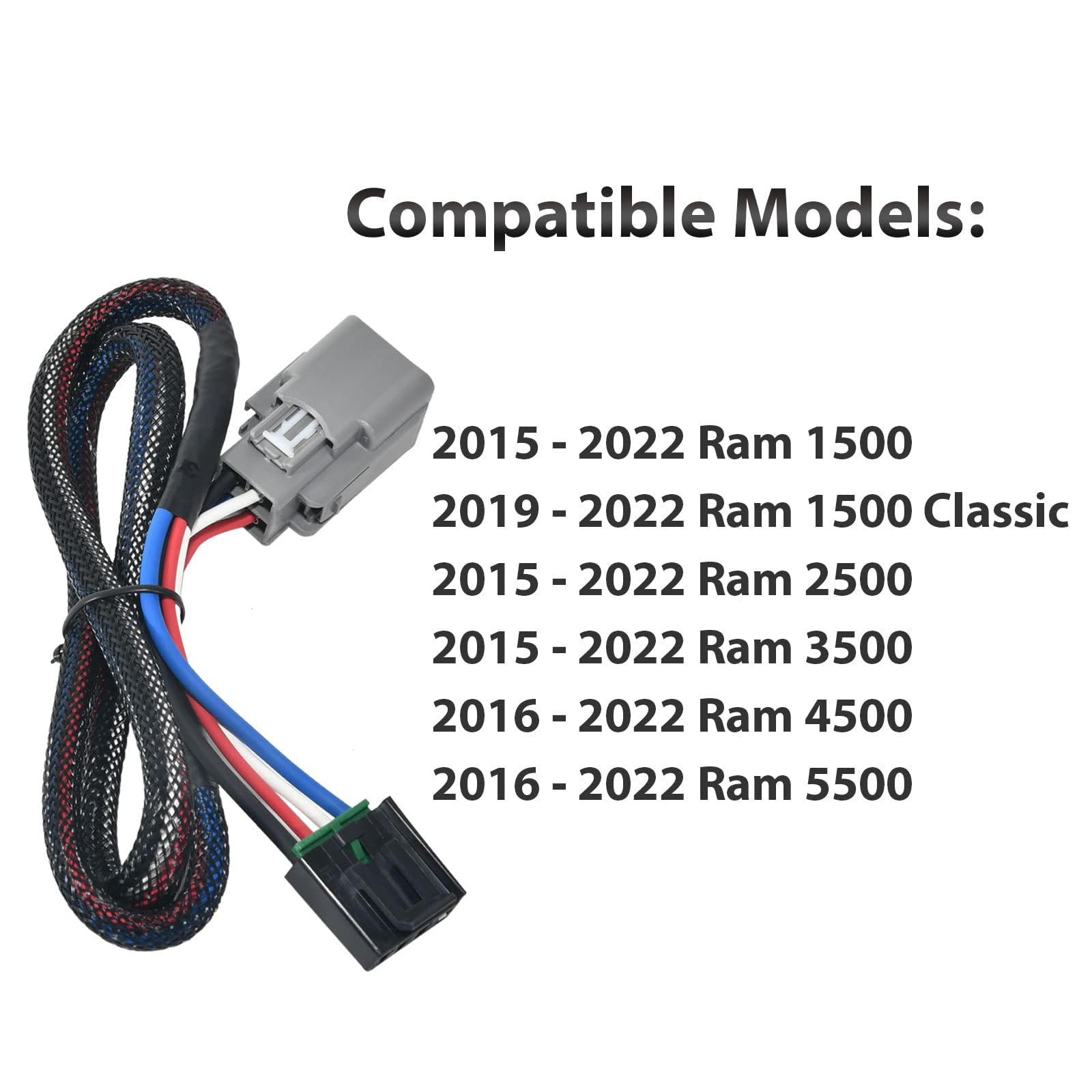 Oyviny Brake Control Wiring Adapter for 2015-2022 Ram 1500/Ram 2500/Ram 3500/Ram 1500 Classic 2019-2021, Plug in Brake Controller Wiring Harness for 2016-2021 Ram 4500/Ram 5500 31 Inches