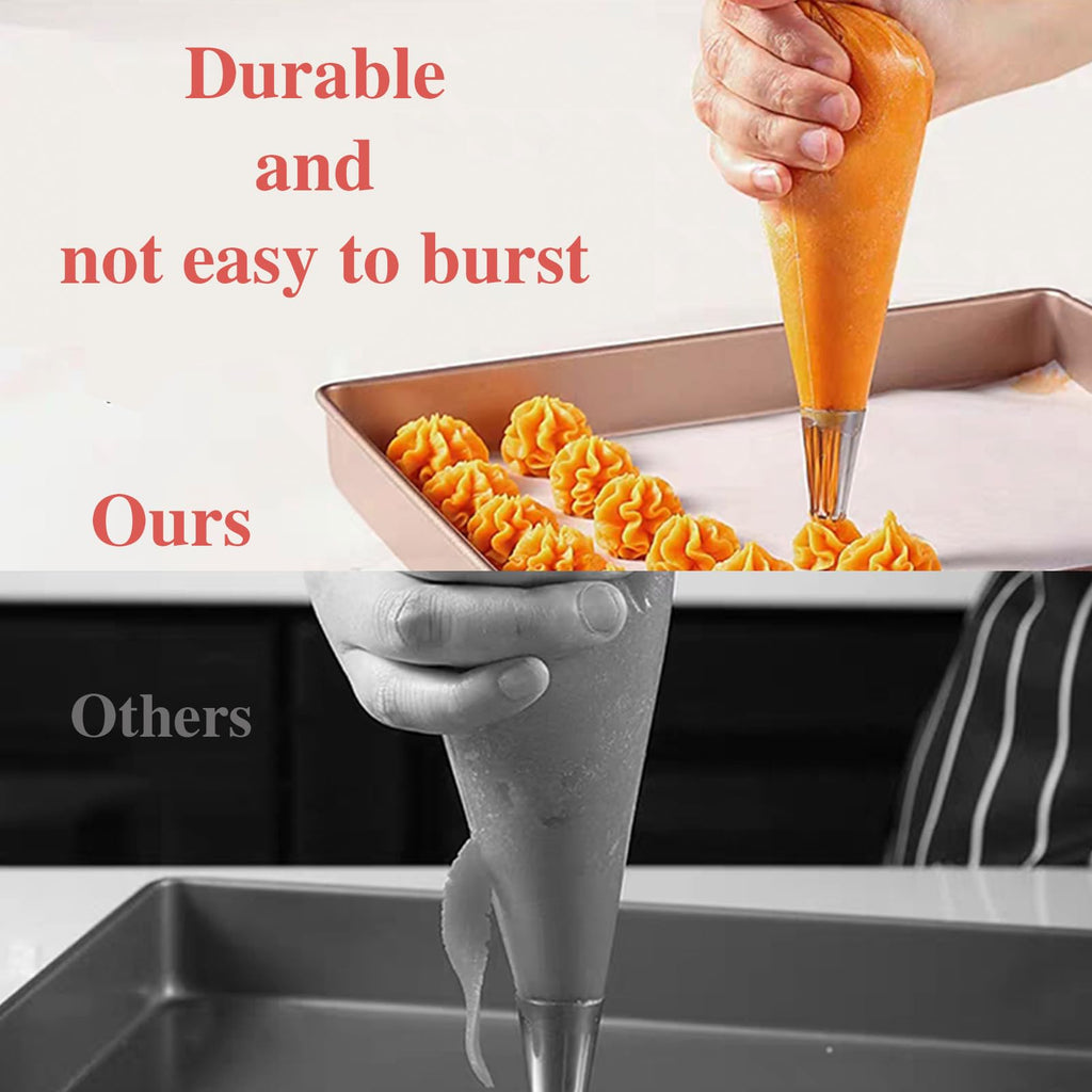 24 Inch Extra Large Piping Bags, 200 PCS Clear Disposable Icing Bags, Thickened Non-Slip and Anti-Burst Pastry Bags for Baking and Decorating Desserts Cakes Cookie