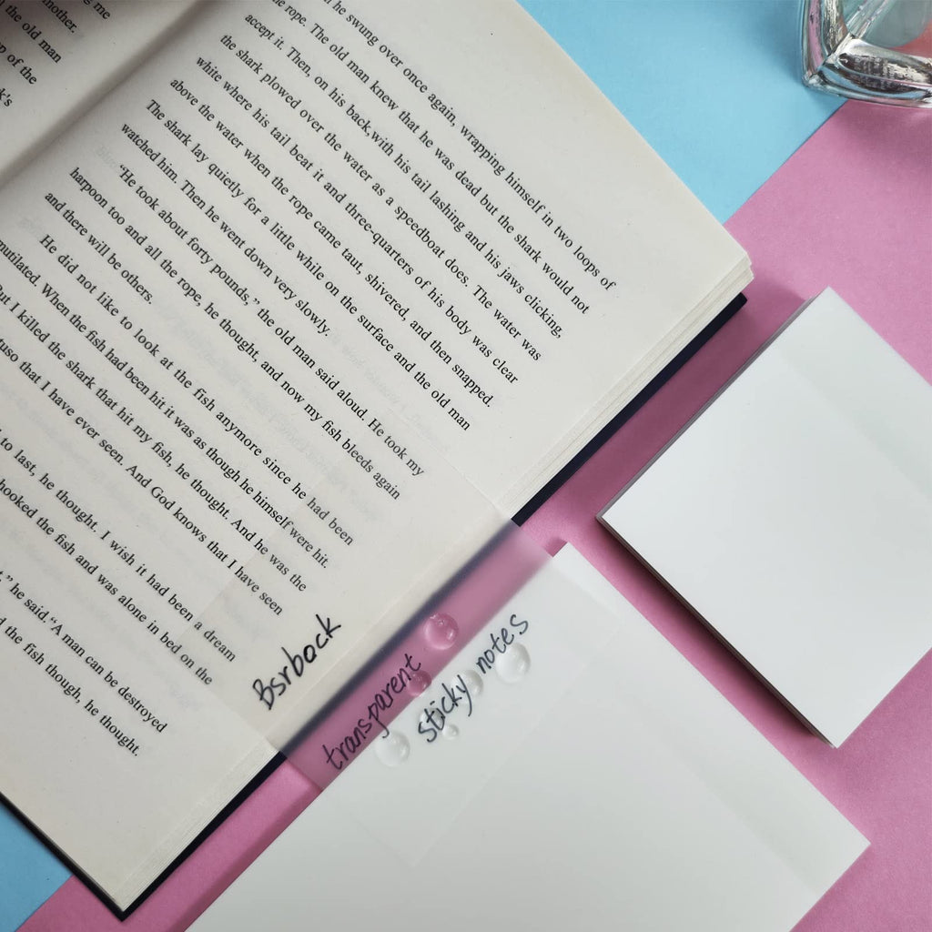 Bsrbock Transparent Sticky Notes 200 Sheets, 4 x 6 in Clear Sticky Notes, See Through Invisible Translucent Sticky Note Waterproof Self-Stick Note Pads for School, Office (4 Packs)