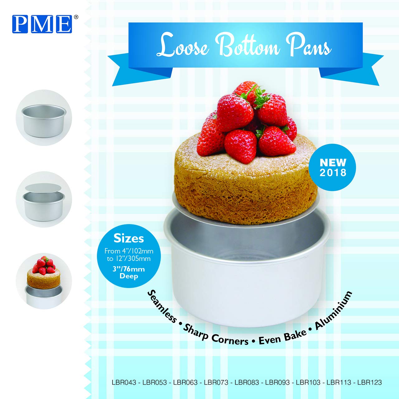 PME LBR063 Professional Aluminum Cake Pan with Removable Bottom (6" x 3"), Standard, Silver