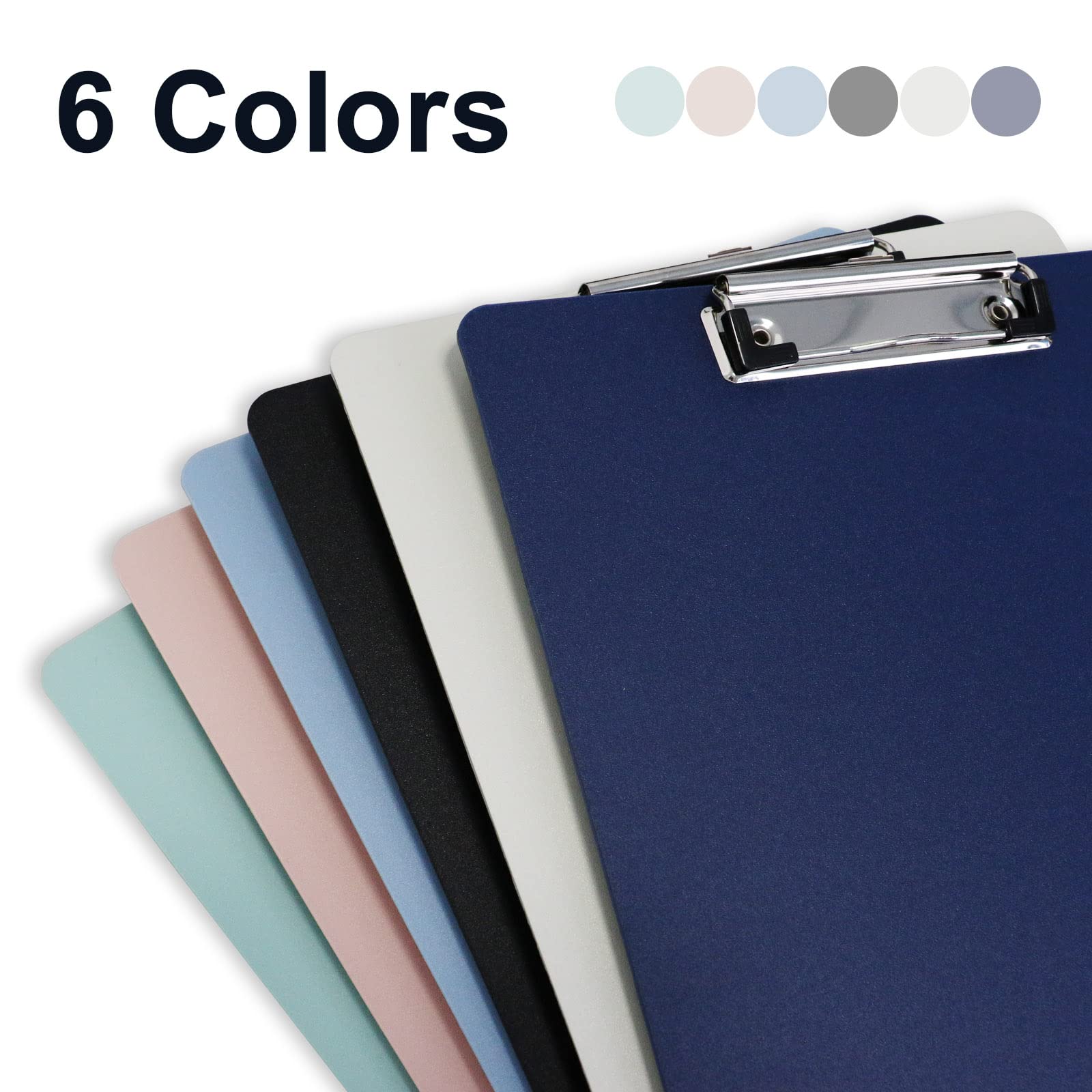 BOMEI PACK Office Plastic Clipboards, 12Pack Low Profile Assorted Colors Clip Boards Pack, 12.5 x 9 Inch A4 Letter Size