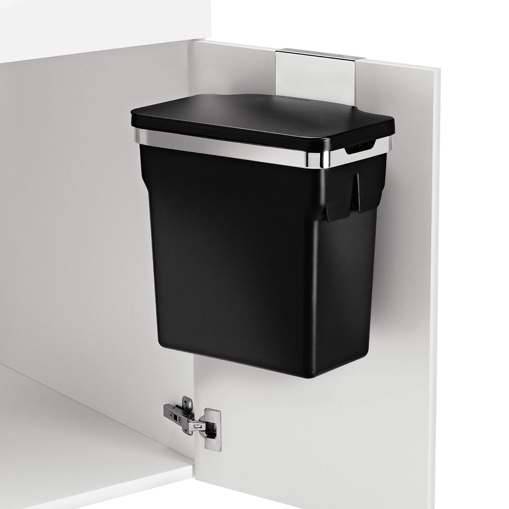 simplehuman 10 Liter / 2.6 Gallon In-Cabinet Trash Can, Heavy-Duty Steel Frame, Black