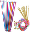 23 Pcs Tunisian Crochet Hooks Set, 11 Aluminum Tunisian Crochet Hook and 12 Tunisian Bamboo Crochet Hook with Cable & Beads Stocking Stuffers for Beginners, Size 2-10mm