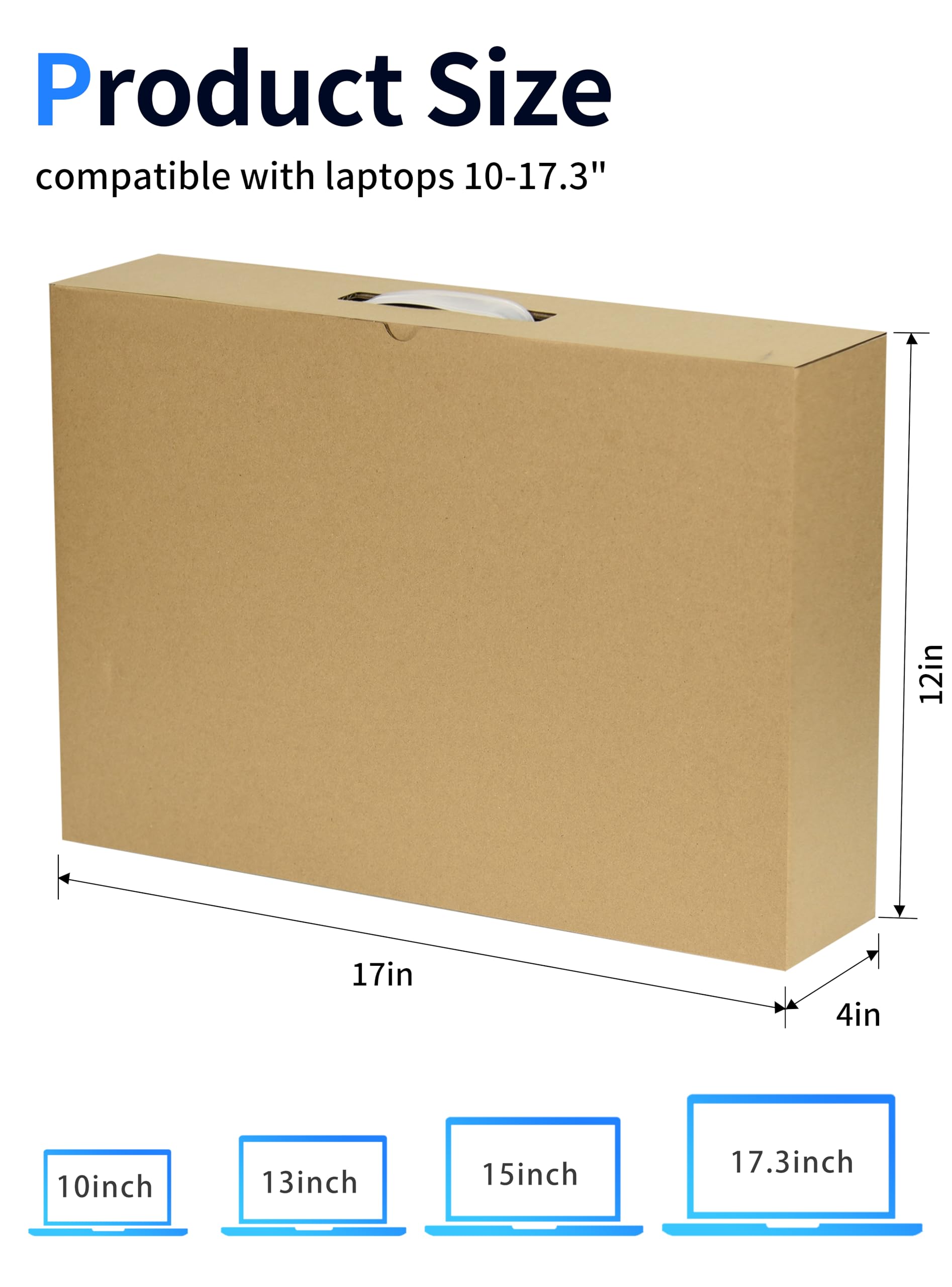 SOUNDANCE Laptop Shipping Box with Protection Foam, Brown Cardboard, Up to 17.3 Inches, 1 Pack