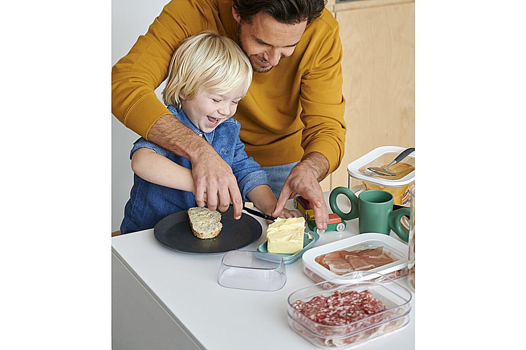 Mepal Modula Rounded Stackable Food Storage Box | 3 Compartments with 1 Universal Transparent Framed Lid | Ideal for Cold Cuts, Cheese, and More | BPA-Free, Nordic White (17oz/500ml)