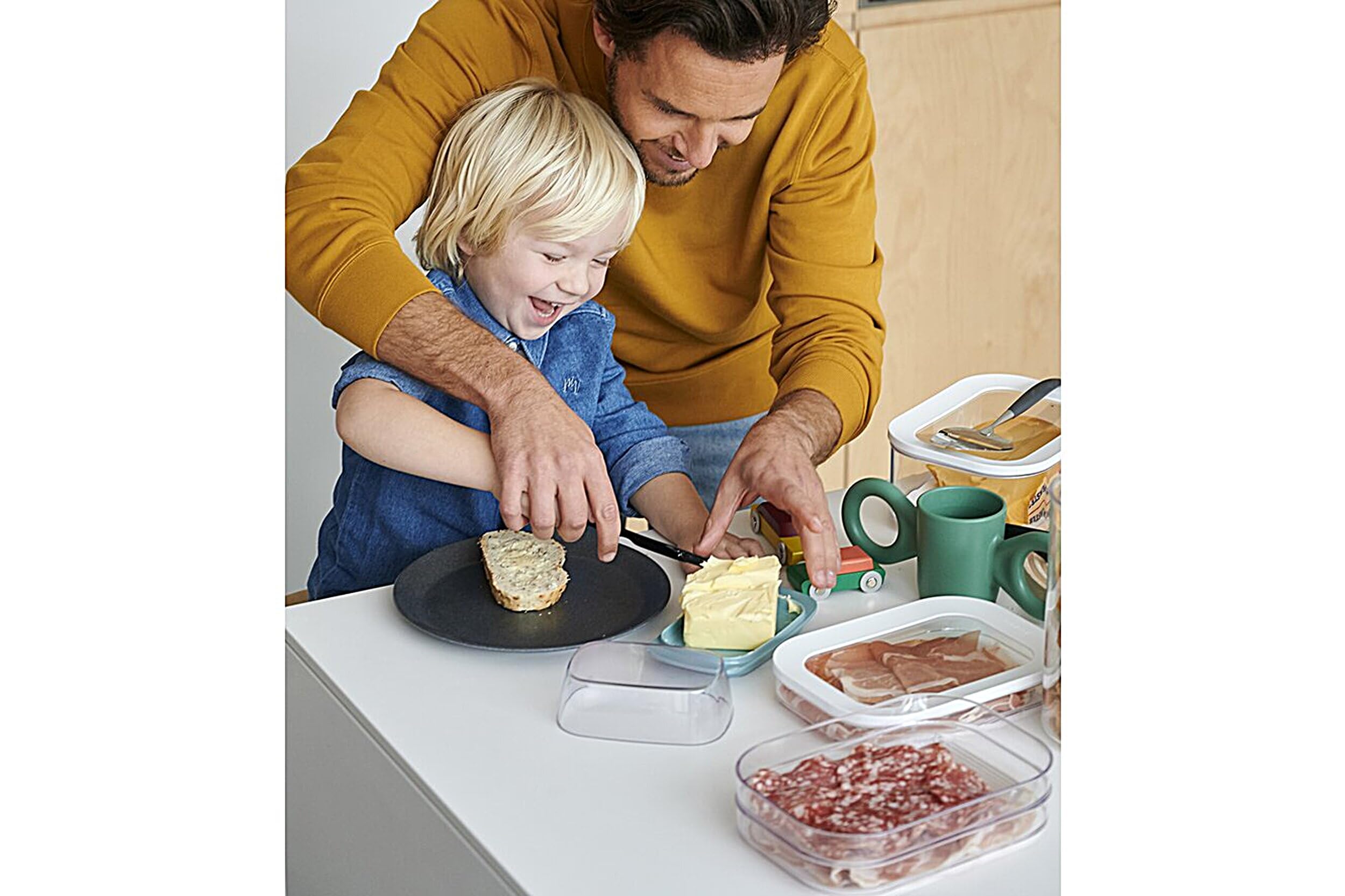 Mepal Modula Rounded Stackable Food Storage Box | 3 Compartments with 1 Universal Transparent Framed Lid | Ideal for Cold Cuts, Cheese, and More | BPA-Free, Nordic White (17oz/500ml)