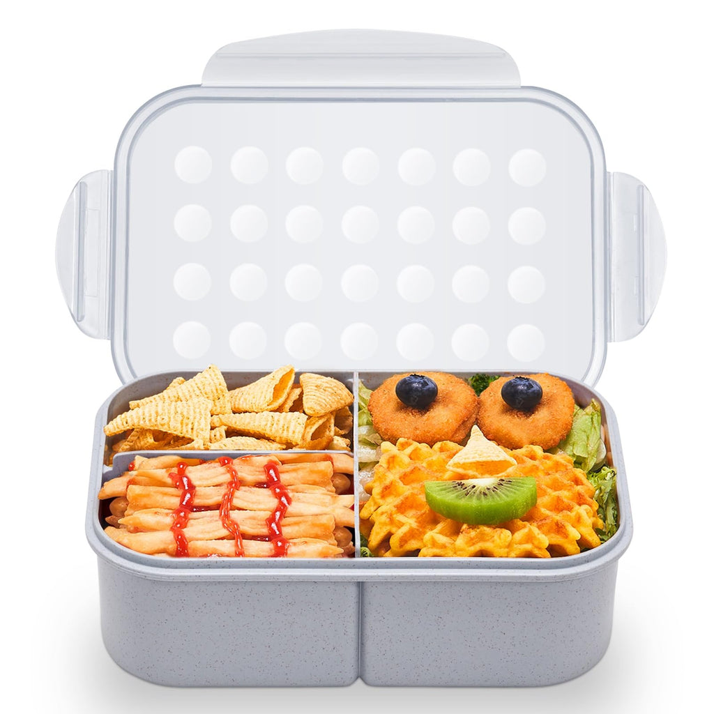 MISS BIG® Bento Box, Adult, Leak Proof Lunch Containers, No BPAs, Microwave & Dishwasher Safe, 1900ml Gray