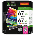 67XL Ink Cartridges Compatible for HP 67 Ink Cartridges Black/Color Combo Pack for Encre 67 Ink fit for DeskJet 2855e 2800e 4155e 2755e 2700 2700e 4100 4255e Envy 6055e 6455e 6000 6400 Printer
