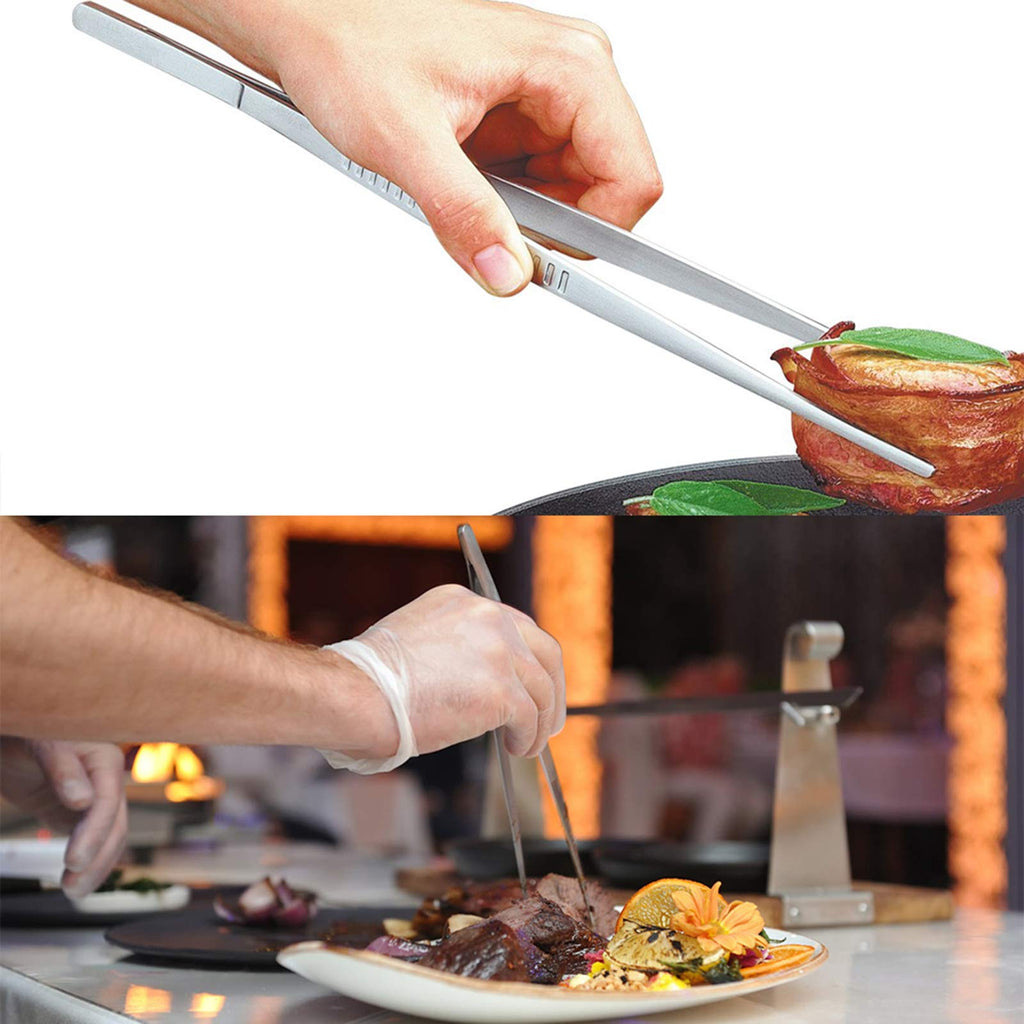 Rivoean 2 Pcs 12-Inch Fine Tweezer Tongs,Extra-Long Stainless Steel Tweezers Tongs