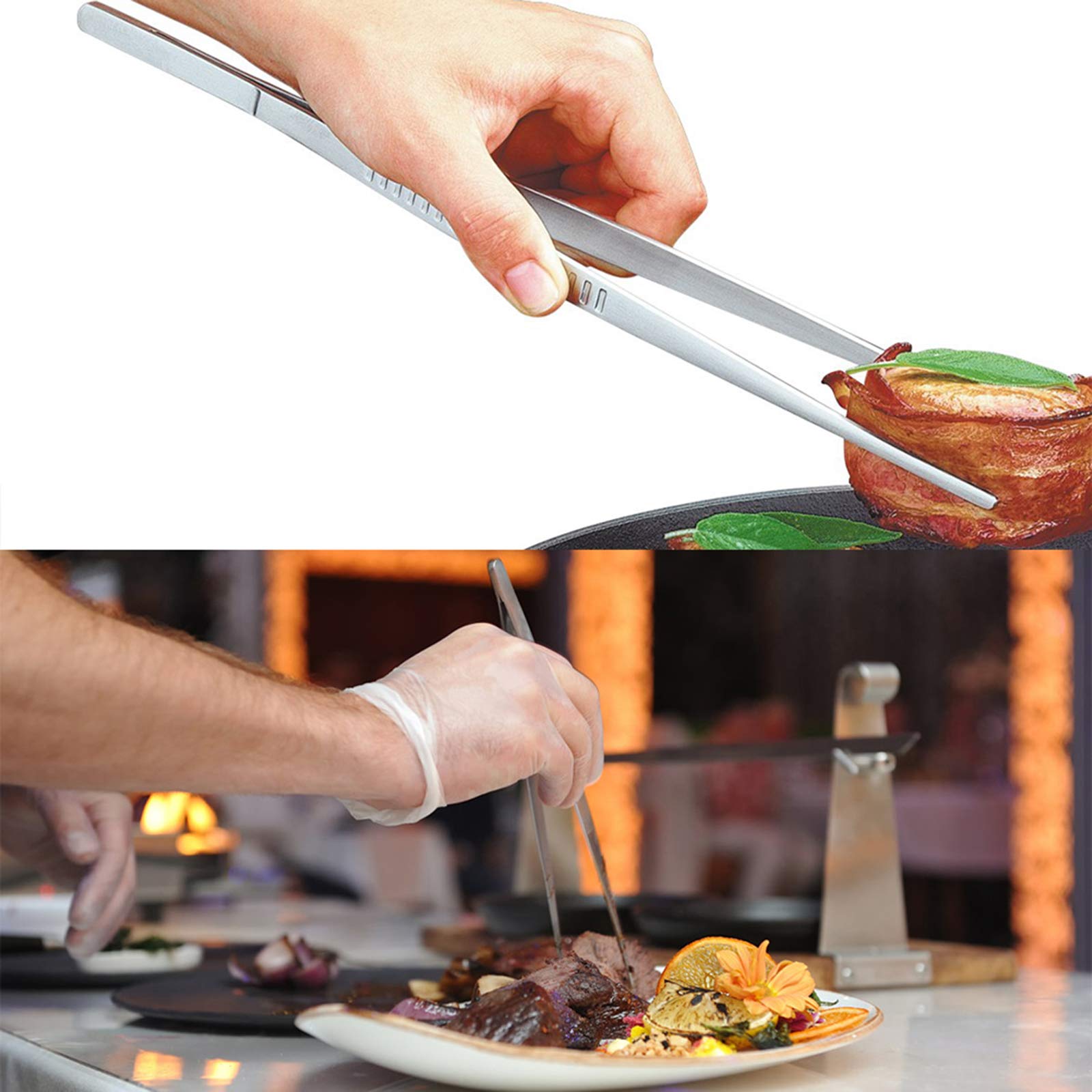 Rivoean 2 Pcs 12-Inch Fine Tweezer Tongs,Extra-Long Stainless Steel Tweezers Tongs