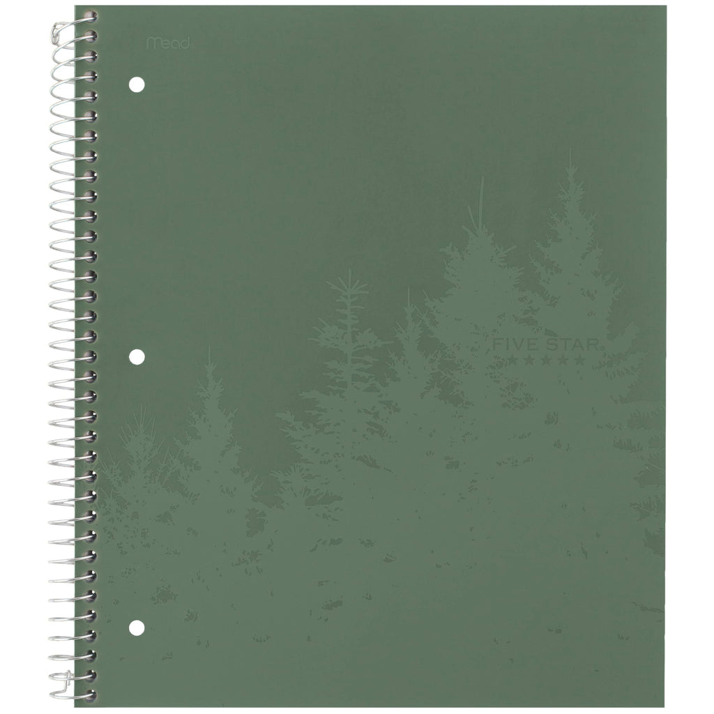 Five Star Spiral Notebooks + Study App, Recycled Cover, 4 Pack, 1 Subject, College Ruled Paper, 8-1/2” x 11", 100 Sheets per Notebook, Zion Clay, Olympic Green, Glacier Blue, Smoky Gray(820046)