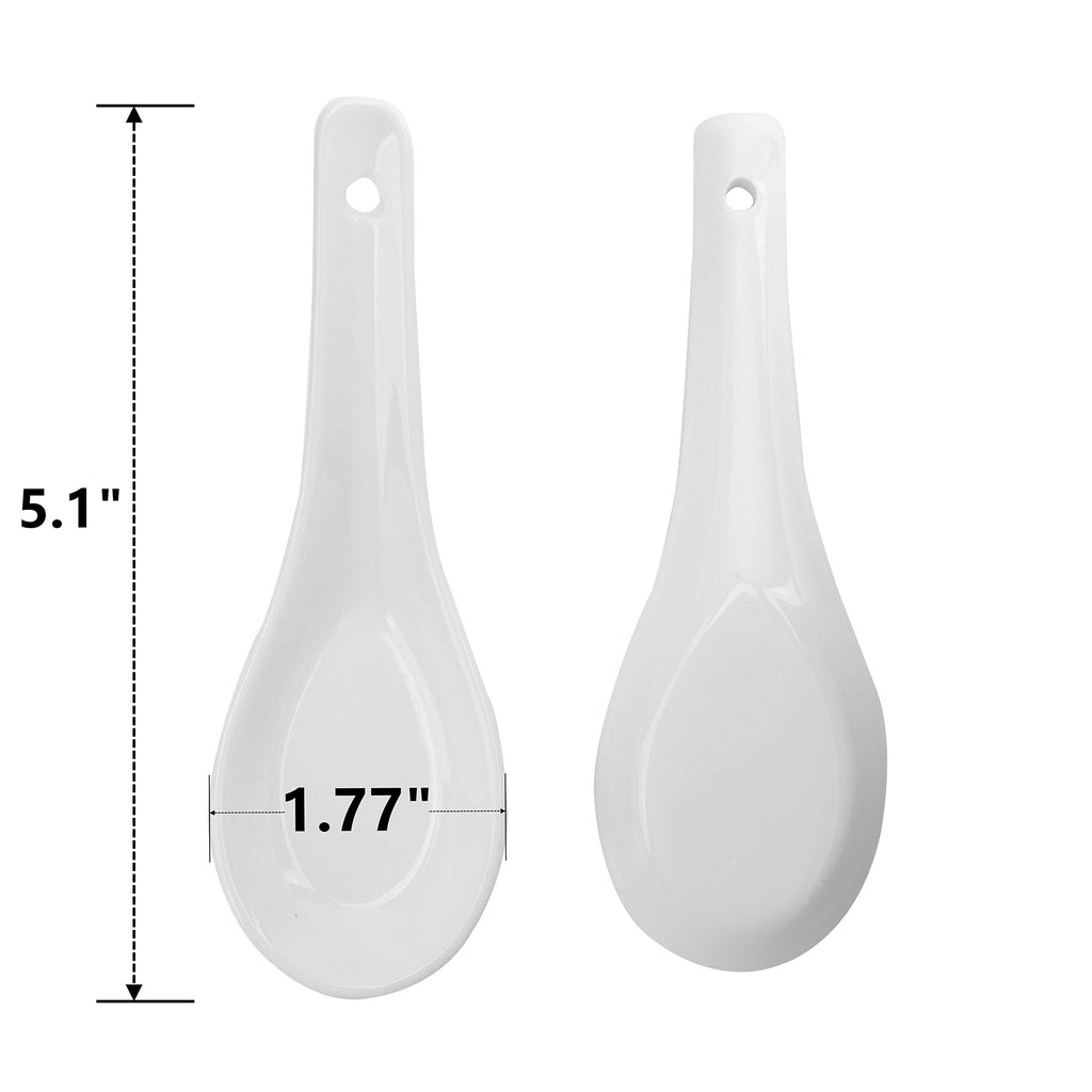 Yopay 24 Pack Soup Spoon Ceramic Asian Ramen Spoons, 5 Inch Small White Porcelain Spoons, Dessert Spoon for Adults Appetizer Wonton Dumpling Miso Pho Macaron, Dishwasher Safe, Oven Safe