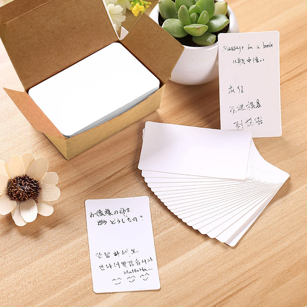 VANRA 300 Small Blank Index Cards Color Cardstock Study Flash Cards, 3.5x2 inches, Unruled with Rounded Corners (White, 300/Pack)