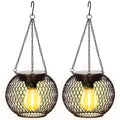 SyouHome Solar Lanterns Outdoor, 2 Pack Brighter Metal Solar Hanging Lanterns, IP65 Waterproof Solar Lights Outdoor, Gardening Gifts & Decor for Garden Yard Patio Pathway