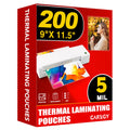 CAREGY 5 Mil Thermal Laminating Pouches (200 Pack) - 9x11.5 Inch Laminating Sheets for 8.5x11 Documents, Clear,Office & School Laminator Supplies