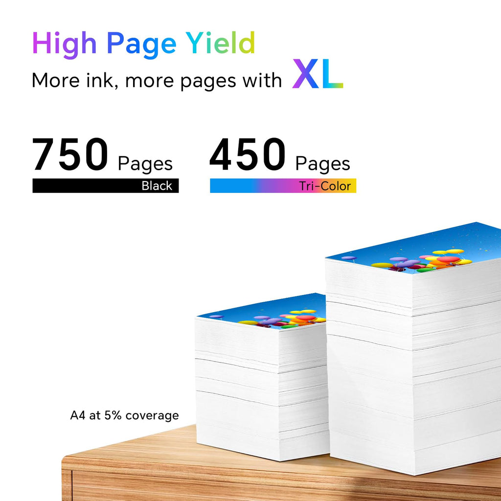 61XL Use for HP 61 Ink Cartridges 61 XL Printer Ink Compatible for HP Envy 4500 4502 5530 Officejet 4630 4635 Deskjet 1000 1010 1512 Color Printers Black & Color 2-Pack