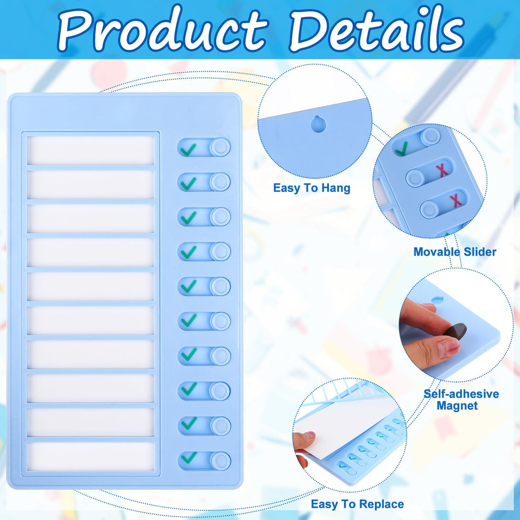 4 Pcs Blank Chore Chart Memo Checklist Boards Kids Chore Chart with 20 Detachable Cardstock to Do List Checklist Board Daily Routine Chart Checklist Board for Home Routine Planning