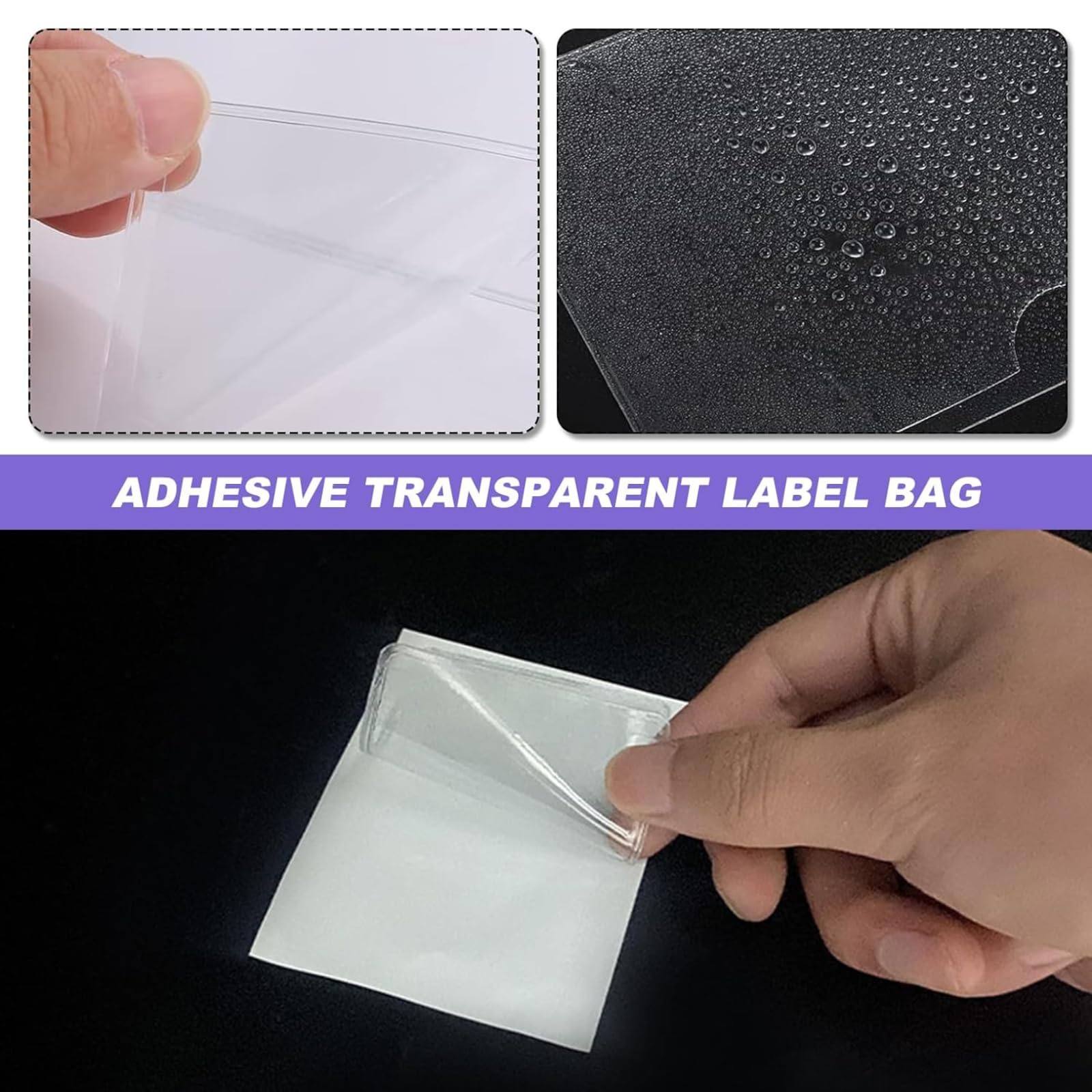 100Pcs Heavy Duty Clear Adhesive Index Card Pockets Holder, 2.36"x3.93"(6x10cm) Top Loading Self Adhesive Label Holders for Storage Bins, Office Home School Organization