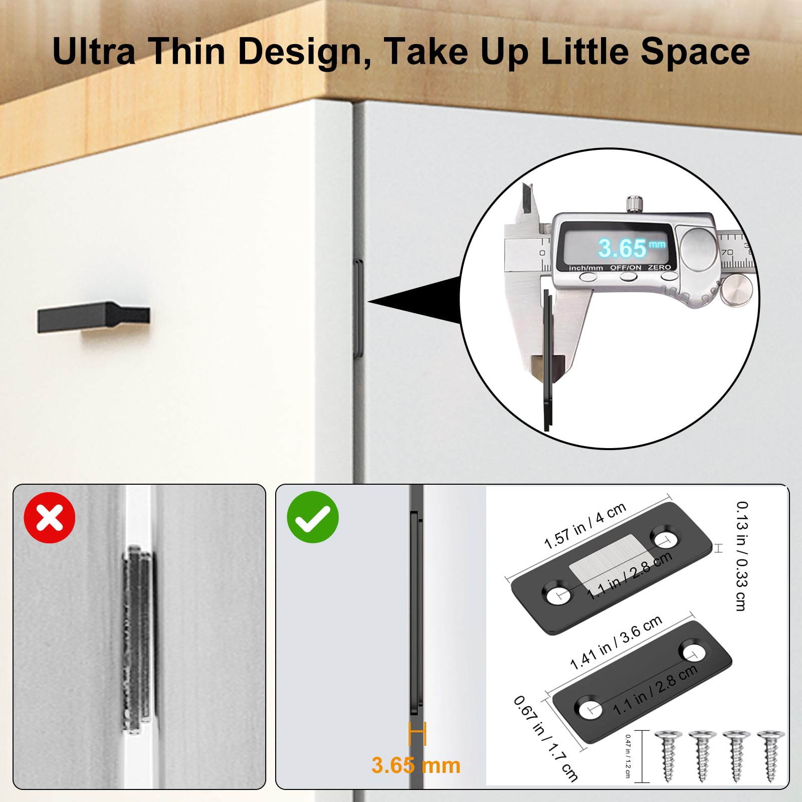 Jiayi Cabinet Magnetic Catch 8 Pack Ultra Thin Cabinet Door Magnets Stick on Drawer Magnets Cabinet Latch Magnetic Closures for Cabinets Kitchen Closet Door Closing Magnetic Door Catch Closer