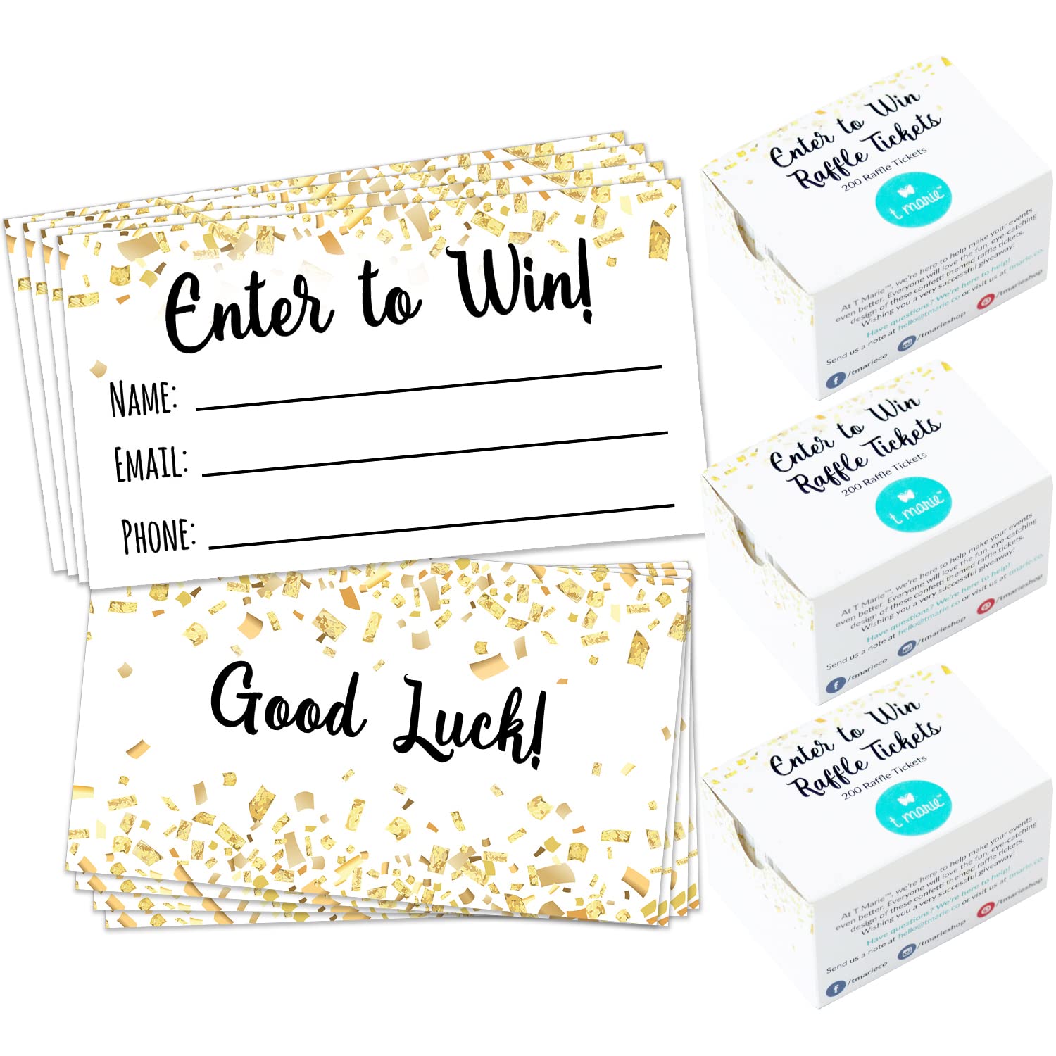 600 Raffle Tickets 3.5”x2” - Enter to Win Entry Form Cards for Contest, Raffles, Ballot Box, 50/50, Auction and More - with Space for Name, Email Address and Phone Number Fields