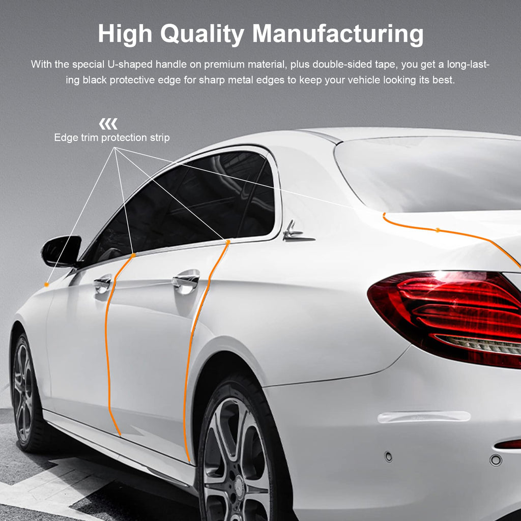 Edge Trim-Rubber U Channel Length 9.8FEET with self-Adhesive Design for car Doors, Table Corners, etc (9.8FEET, BLACK)