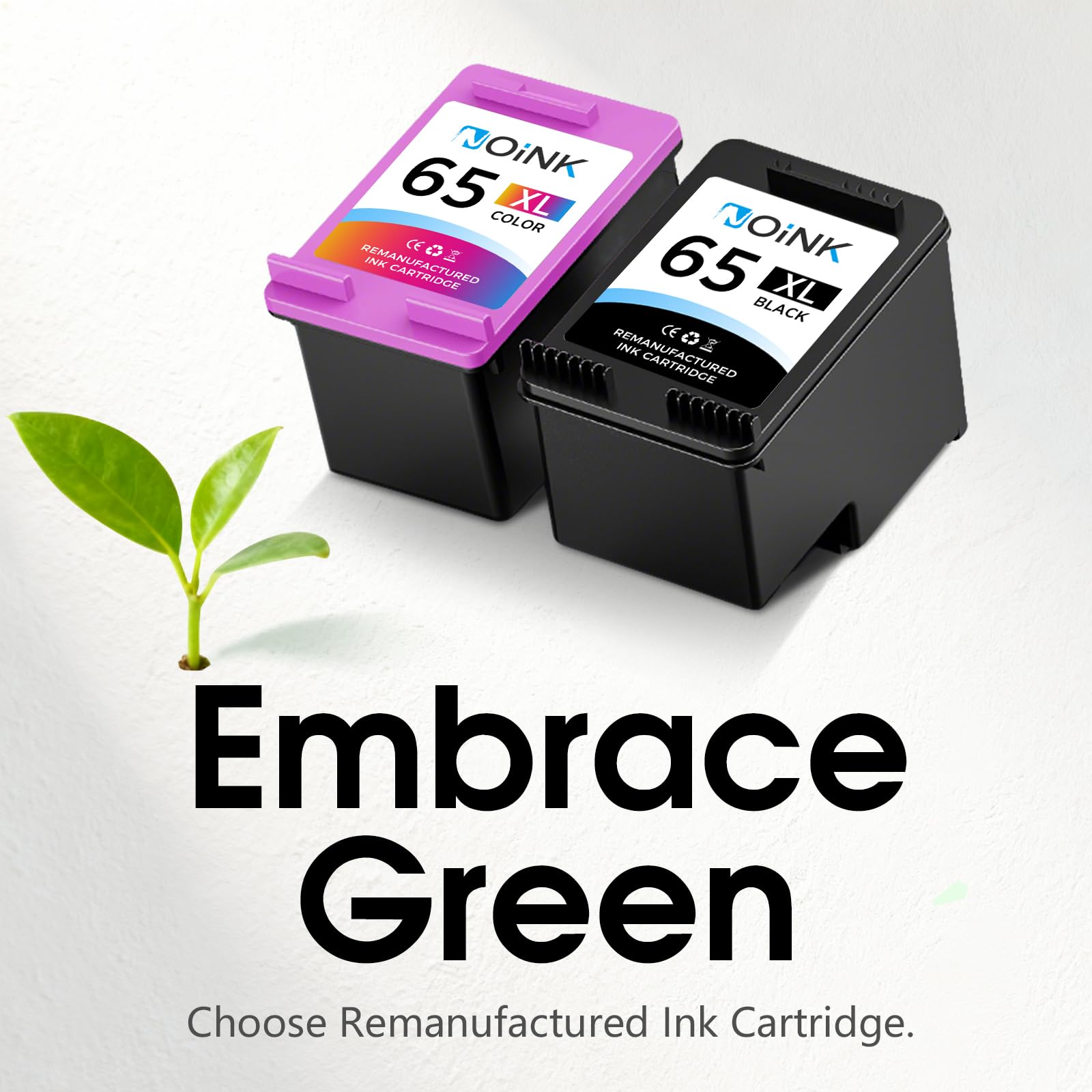 NOINK 65XL Ink Cartridges Black and Color Combo Pack High Yield Replacement for HP 65XL, Compatible with HP DeskJet & Envy Printers, DeskJet 2622 3755 Envy 5055, 2 Pack, 1 Black 1 Tri-Color