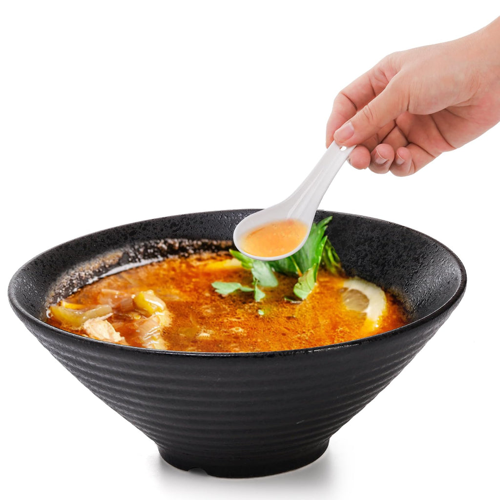 Yopay 24 Pack Soup Spoon Ceramic Asian Ramen Spoons, 5 Inch Small White Porcelain Spoons, Dessert Spoon for Adults Appetizer Wonton Dumpling Miso Pho Macaron, Dishwasher Safe, Oven Safe