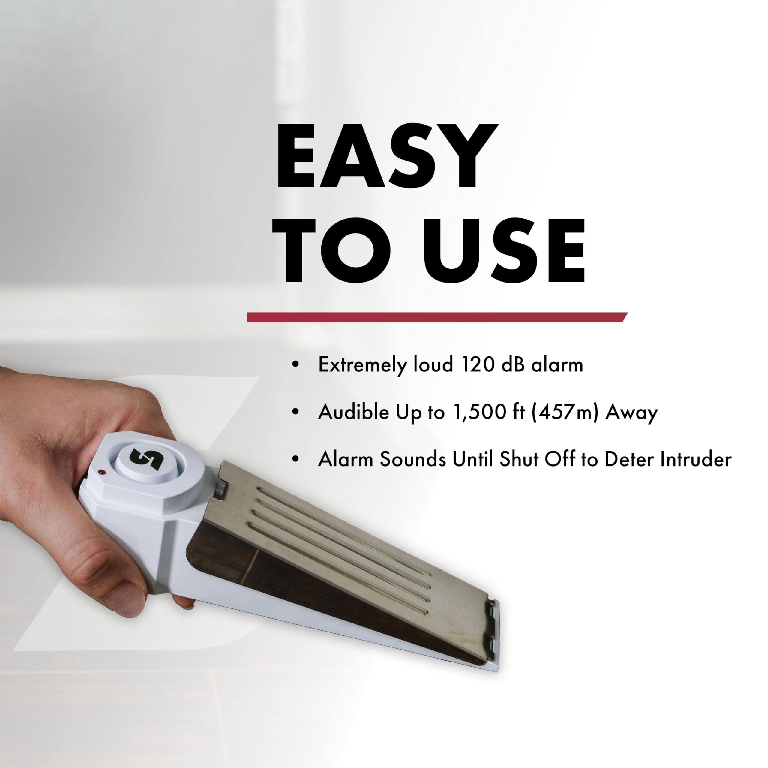 Sabre Wedge Door Stop Security Alarm with 120dB Siren, Great for Home, Travel, Apartment or Dorm
