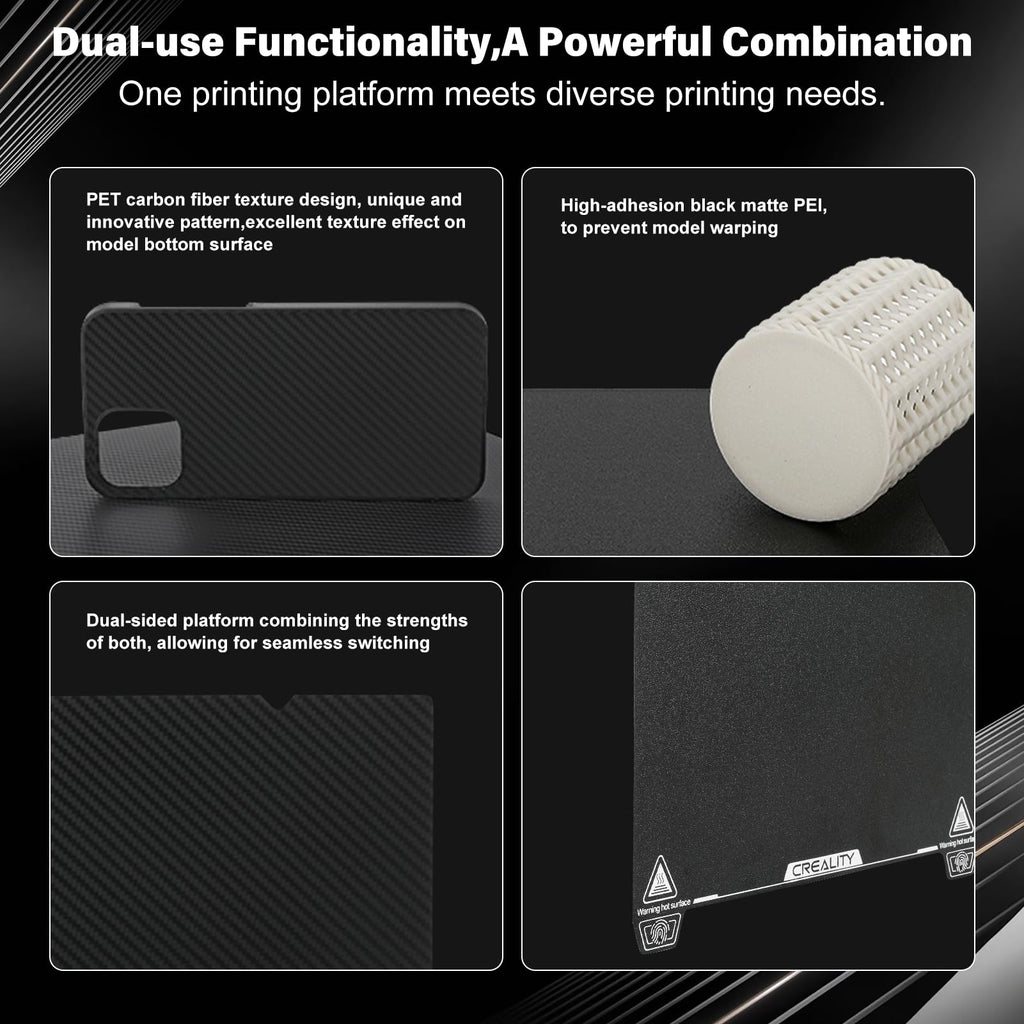 Creality Ender 3 V3 SE Dual-Sided Printing Platform Board Kit (Glossy PET+Coated PEI) Build Plate 235x235mm for Ender-3 Ender 3 S1 Pro/Ender 5 S1 Ender 3 Neo/Ender 3 V2 Neo/Ender 3 V3 KE/CR-10 SE/K1