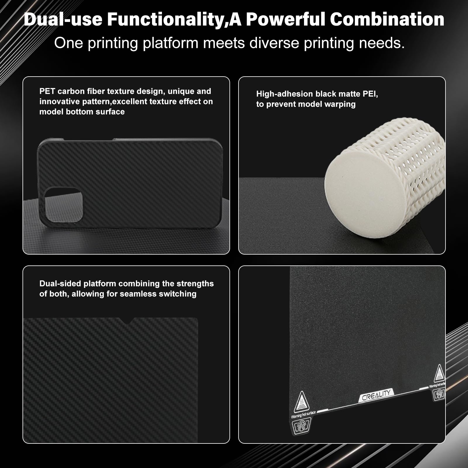 Creality Ender 3 V3 SE Dual-Sided Printing Platform Board Kit (Glossy PET+Coated PEI) Build Plate 235x235mm for Ender-3 Ender 3 S1 Pro/Ender 5 S1 Ender 3 Neo/Ender 3 V2 Neo/Ender 3 V3 KE/CR-10 SE/K1