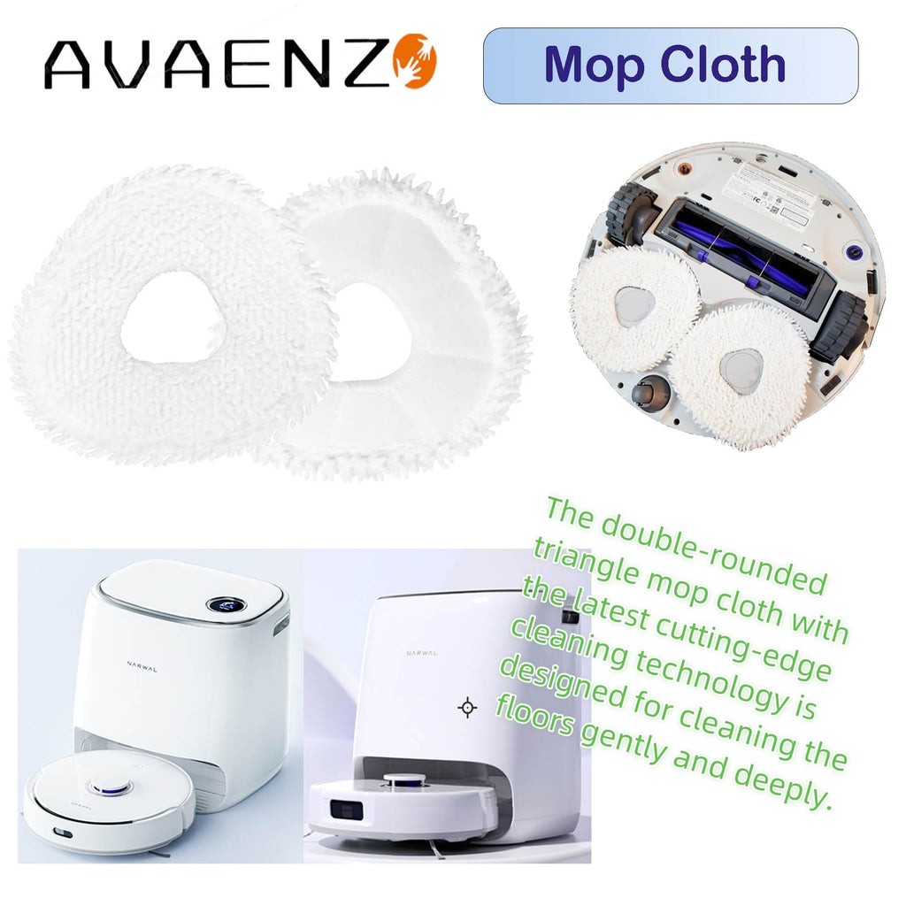 Avaenzo Replacement Mop Pads Compatible with Narwal Freo Pro X Ultra Narwal Freo Z Ultra Z10 T10 J3 J4 J5 R10 Microfiber Resuable Mop Cloth Robot Vacuum Cleaner Accessories