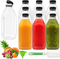 Coloch 10 Pack 33 Oz Plastic Juice Bottles with Black Caps, 1L Empty Clear Reusable Drink Container Beverage Containers for Water, Juice, Beverage, Cold Drinks, Picnic, Business and Home Use