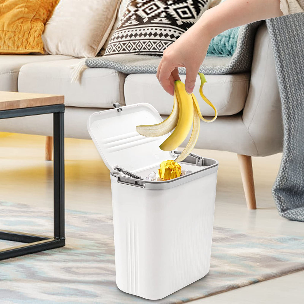 Frcctre 2 Pack Compost Bin for Kitchen, 2.4 Gallon/9L Hanging Trash Can with Lid Garbage Can for Countertop or Under Sink, Wall Mounted Counter Waste Bin for Kitchen Bathroom Bedroom Office