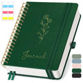 EMSHOI Lined Spiral Journal Notebook B5, 300 Numbered Pages, College Ruled Notebook, 7.48"×10.15" x 100gsm Lined Paper, Hardcover Leather Notebook for School, Work & Note Writing - Dark Green